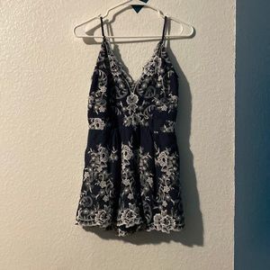 Dark blue and white romper